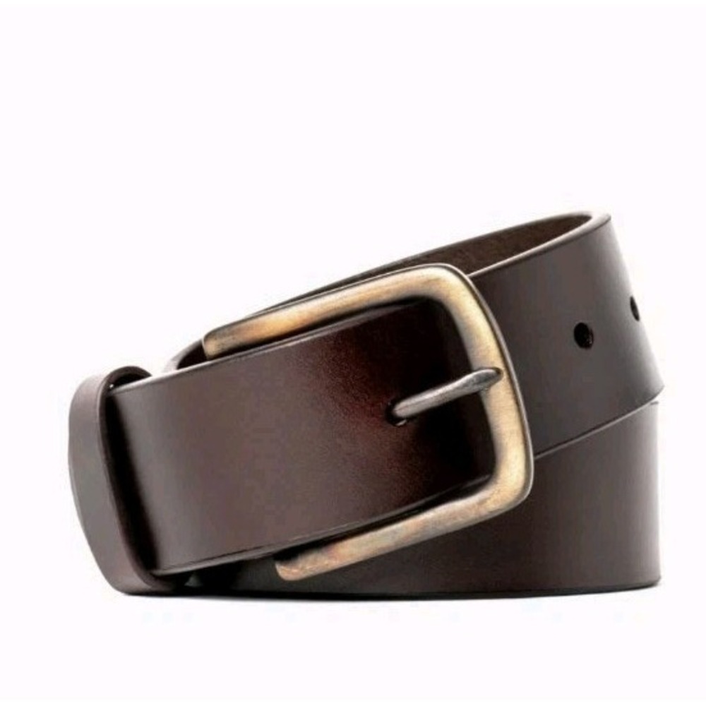 Thursday Brown Heritage Leather Belt Mens Size 38 Brass Buckle 1 1/2" Wide